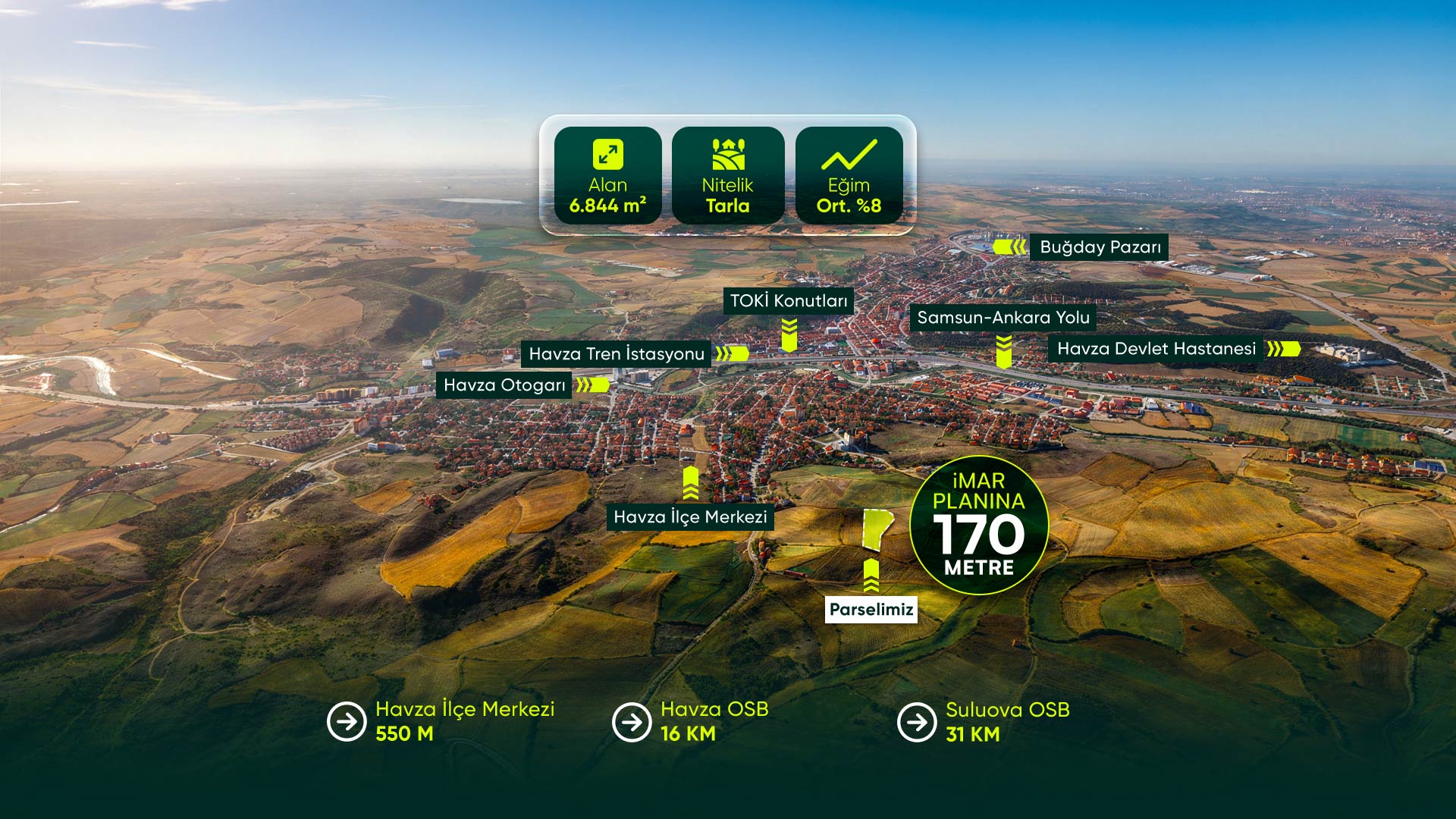 Türkiye’nin Yeni Sanayi Koridorunda, İlçe Merkezi Dibinde, Yüksek Değer Artış Potansiyelli 6.844 m² Tarla
