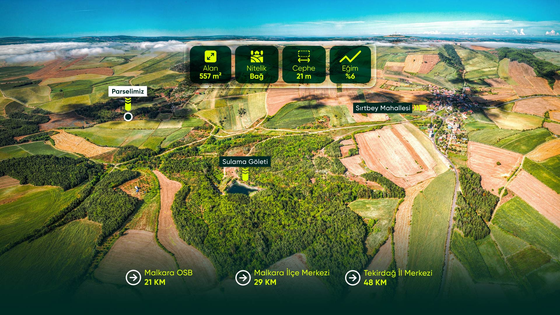 Tekirdağ Malkara Sırtbey’de, Resmi Yola Sahip, 557 m² Bağ Nitelikli Arazi