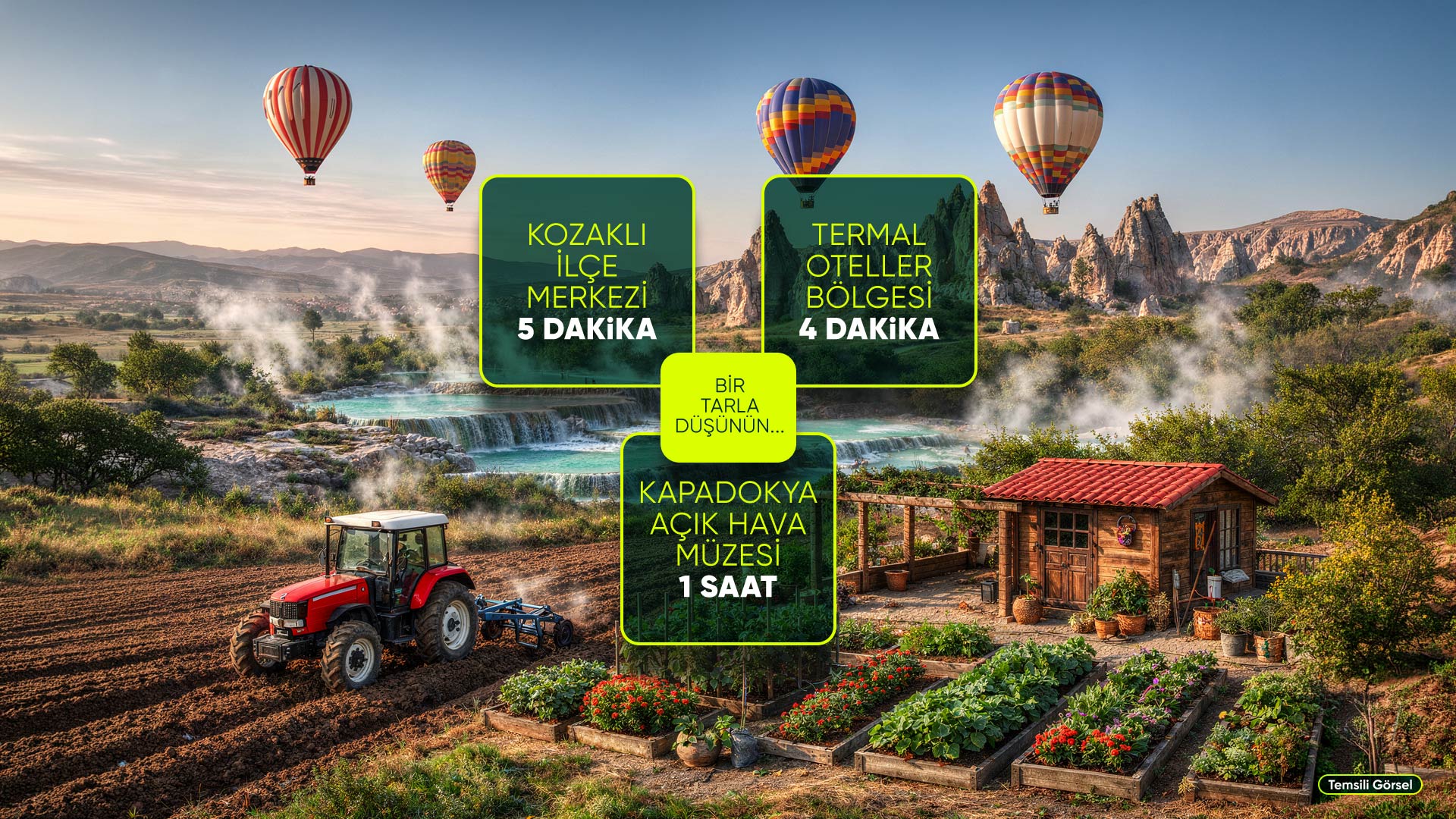 Nevşehir Kozaklı Bağlıca’da İlçe Merkezine Yakın, Turizm Merkezinde 10.007 m² Yatırımlık Tarla