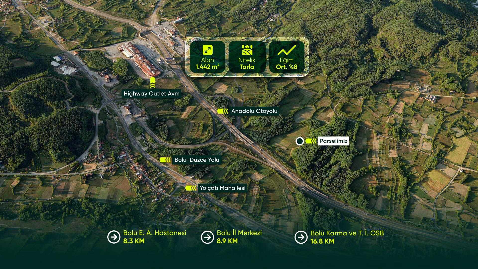 Bolu Merkez Yumrukaya Mahallesi’nde 1.442 m² Gelişim Aksında Yatırım Arazisi