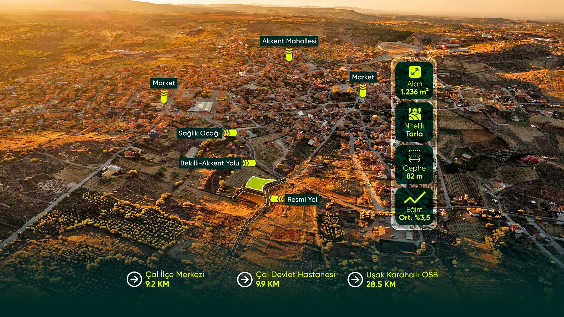 Akkent Mahallesi’nde İmar Planı İçinde Kalan 1.236 m² Yüksek Potansiyelli Tarla