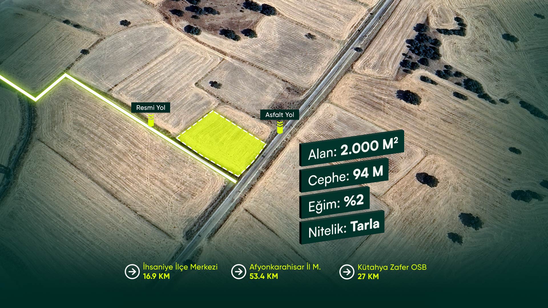 Afyon İhsaniye Döğer'de, Yerleşime Yakın, Turizm Potansiyeli Yüksek 2.000 m2 Tarla
