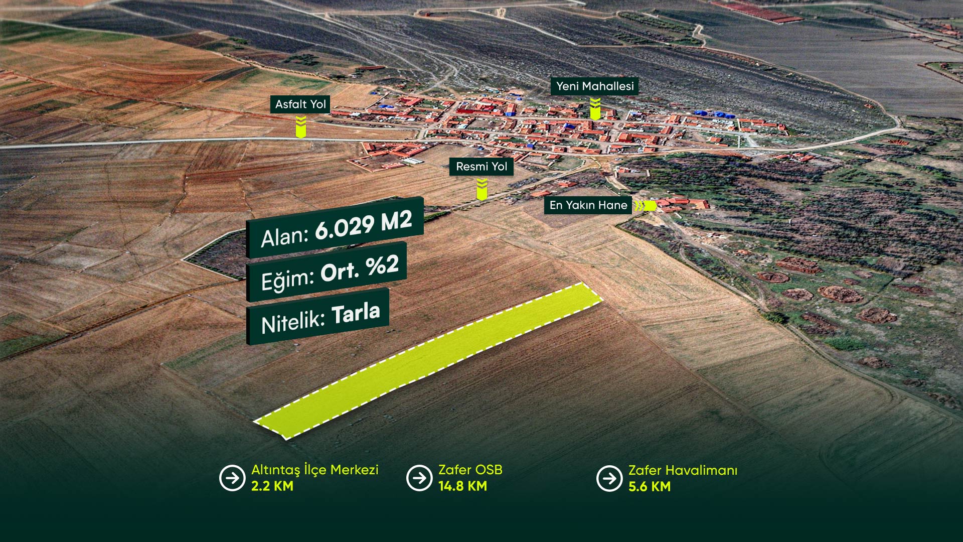 Kütahya Altıntaş Yeni Mahallesi’nde, Tarım ve Yatırım Potansiyeli Yüksek 6.029 m² Tarla