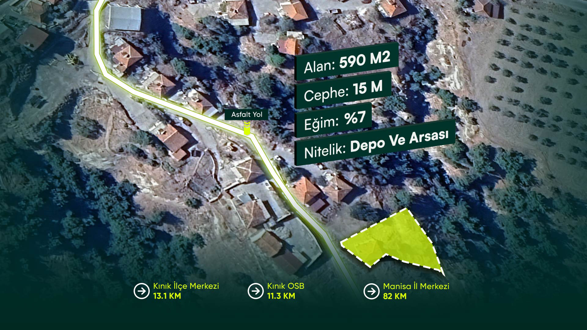 İzmir Kınık Arpaseki’de Köyiçi Konumda, İlçe Merkezine Yakın 590 m² Arsa