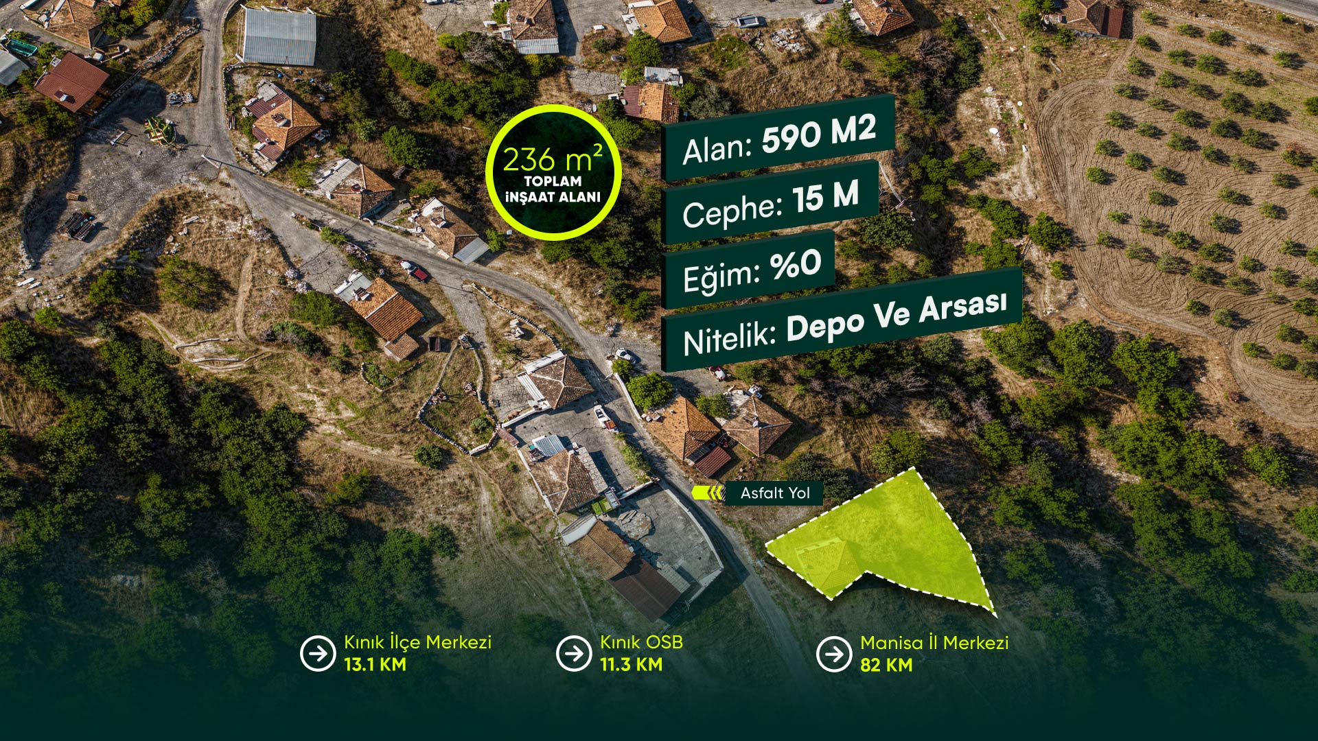 İzmir Kınık Arpaseki’de Köyiçi Konumda, İlçe Merkezine Yakın 590 m² Arsa