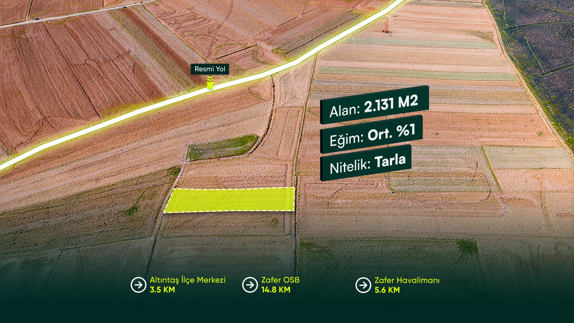 Kütahya Altıntaş Yeni'de İlçe Merkezine Yakın 2.131 m2 Tarla Fırsatı