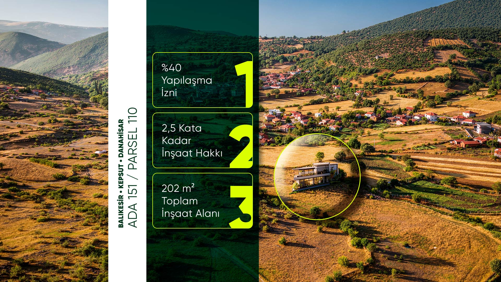 Balıkesir Kepsut Danahisar’da Köşe Parsel Niteliğinde, Villa Yapımına Uygun 506 m² İmarlı Arsa