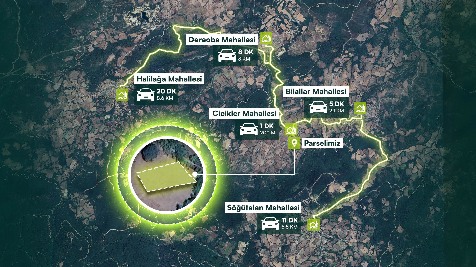Çanakkale Çan Cicikler’de Kaz Dağlarının Eteklerinde, Köyiçi 332 m2 Villa İmarlı Arsa