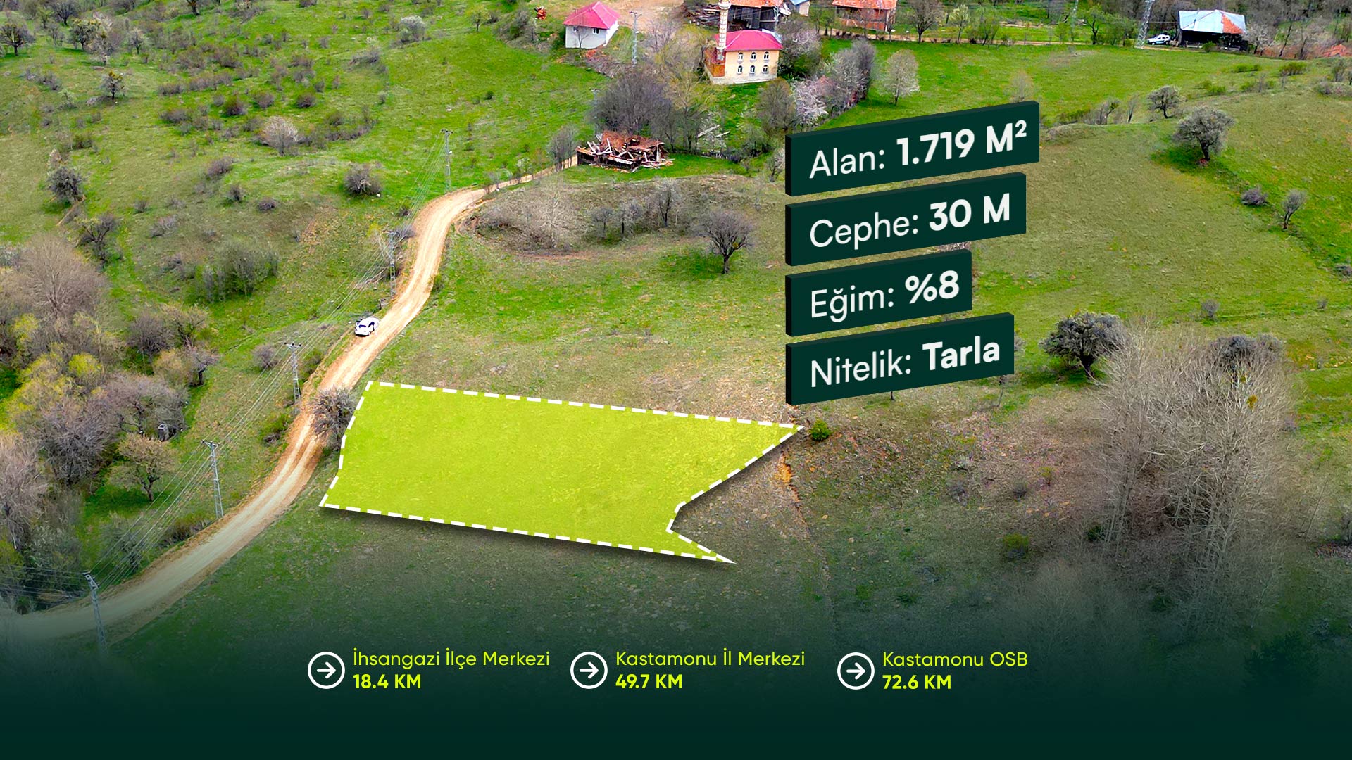 Kastamonu İhsangazi Bozarmut'da Yerleşik Alan İçerisinde 1.719 m2 İmarlı Arsa