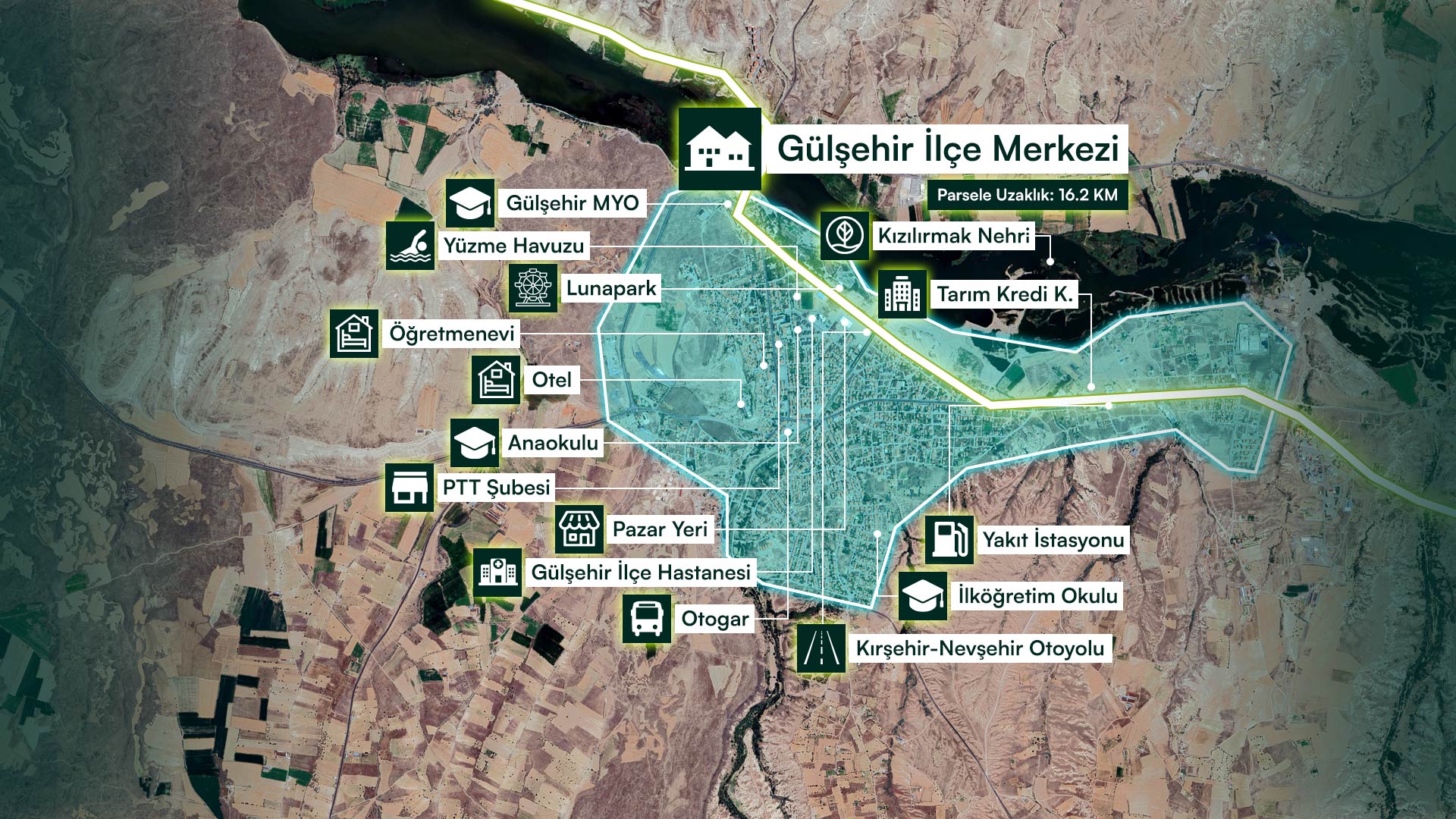Nevşehir Gülşehir Tuzköy’de Havaalanına Yakın, Emsallerinin Yarı Fiyatına 25.523 m² Bitişik 2 Parsel