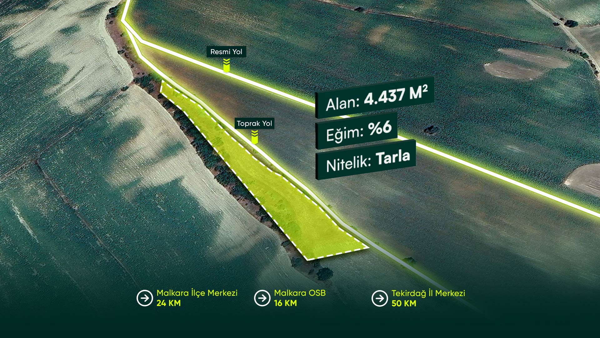 Tekirdağ Malkara Sırtbey’de Yerleşime ve Ana Yola Yakın 4.437 m² Tarla