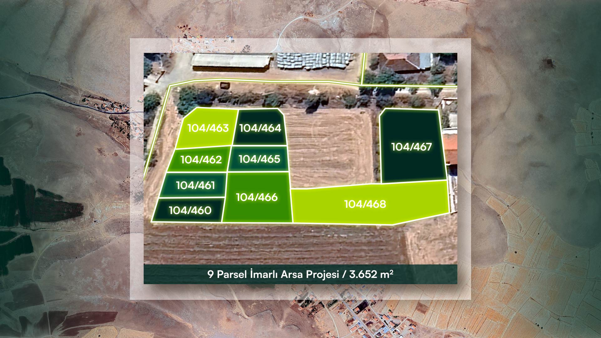 Kutlubey'de 7 Ticari 1 Konut İmarlı Arsa 1 Tarla Projesi (9 Parsel)